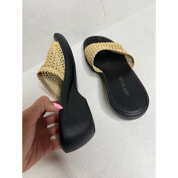 Aerosoles Bone Raffia Open Toe Wedge Comfort Trendy Sandals Size 8.5 - Picture 6 of 9